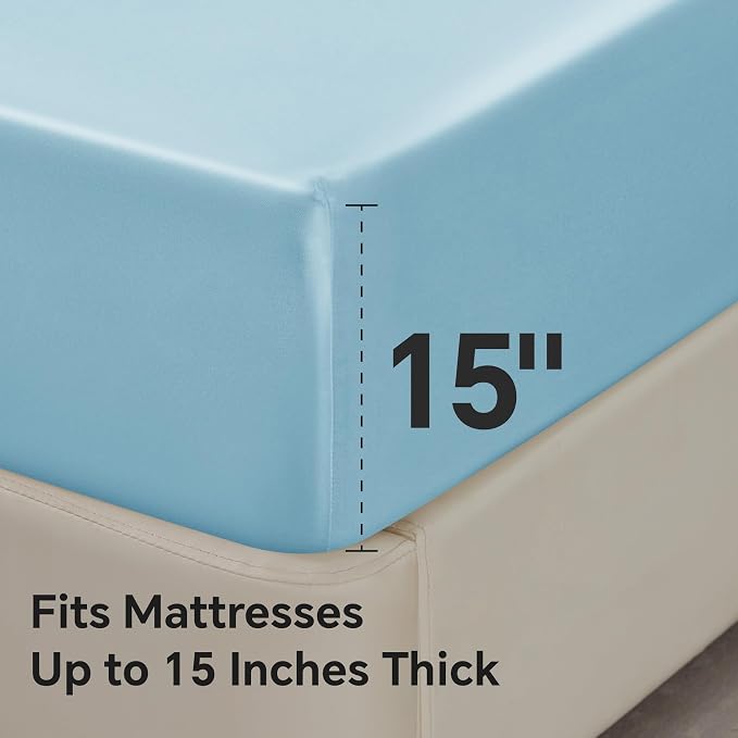 BEDELITE Satin Fitted Sheet and Pillowcase Set, Luxury Soft Similar to Silk - Image 5