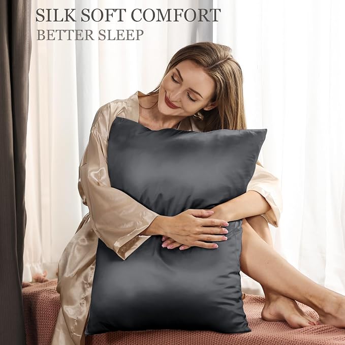 Adubor Silk Pillowcase Silk Pillow Case 2 Pack - Image 3