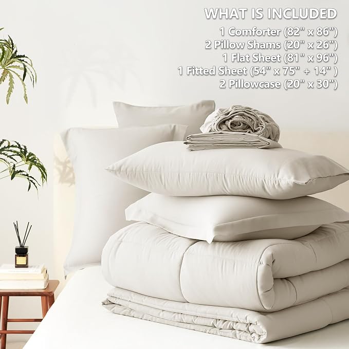 CozyLux Full Size Comforter Sets Beige - Image 7