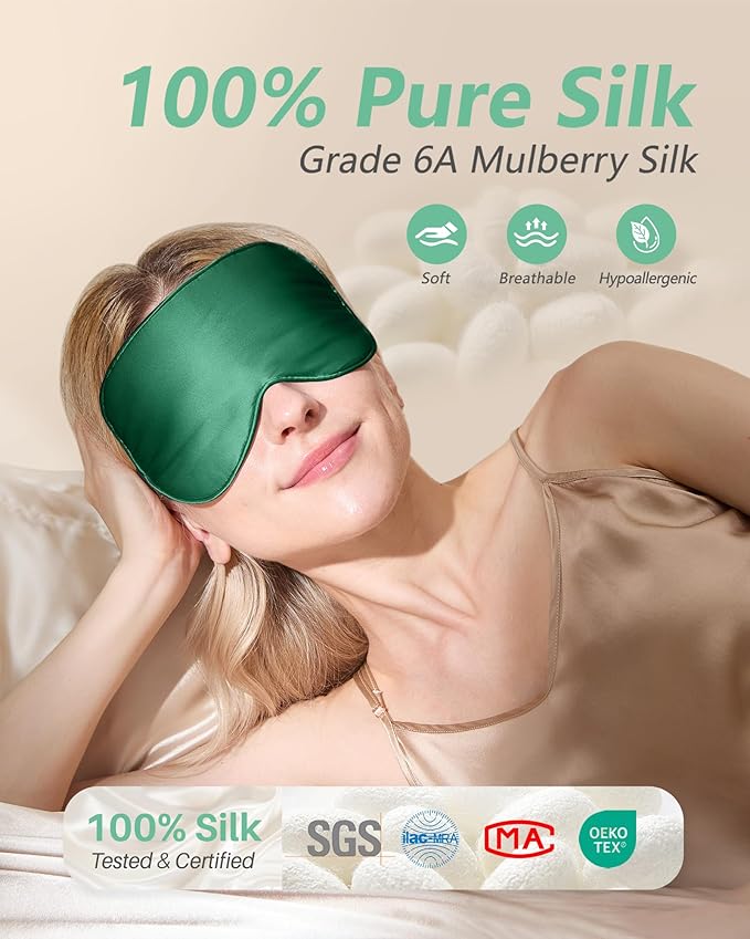 BeeVines 100% Real Mulberry Silk 2 Pack Sleep Mask, Pure Silk Eye Masks - Image 2