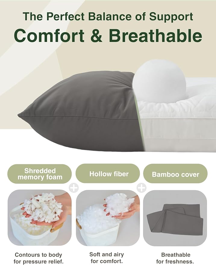 ZonLi Long Body Pillows for Adults, Memory Foam Body Pillow Adjustable - Image 4