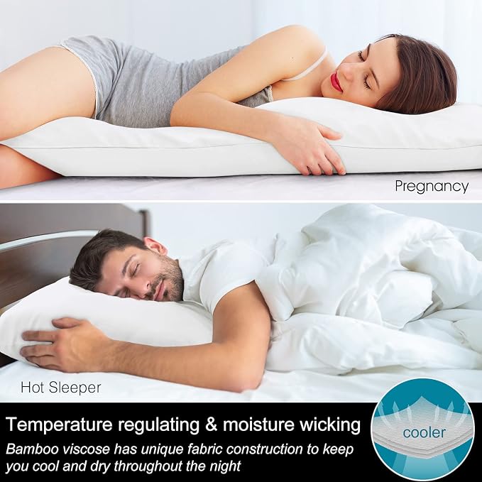 BEDELITE Body Pillow Cover, Rayon Made from Bamboo, Cooling Body Pillow - Image 3