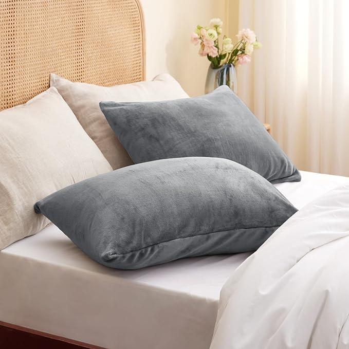 BEDELITE Flannel Pillowcases Standard Set of 2, Super Soft Fleece Pillow Case - Image 2