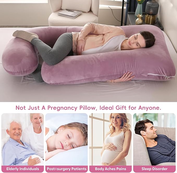 U-Shaped Pregnancy Pillow for Sleeping, Full Body Support for Back, HIPS & - Image 7