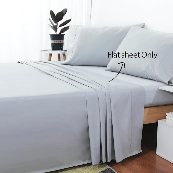 Cotton King Flat Sheet Only, 600 Thread Count 100% Egyptian Cotton Top Sheet - Image 2