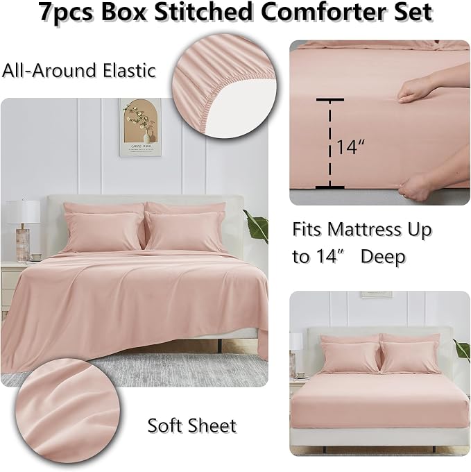 CozyLux Queen Comforter Set Blush Pink - Image 6