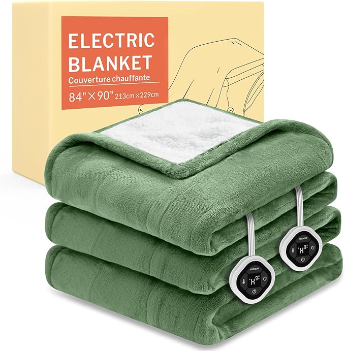 HOMLYNS LuxeHeat Heated Blanket Electric Blanket Queen Size, Soft Flannel by HOMLYNS