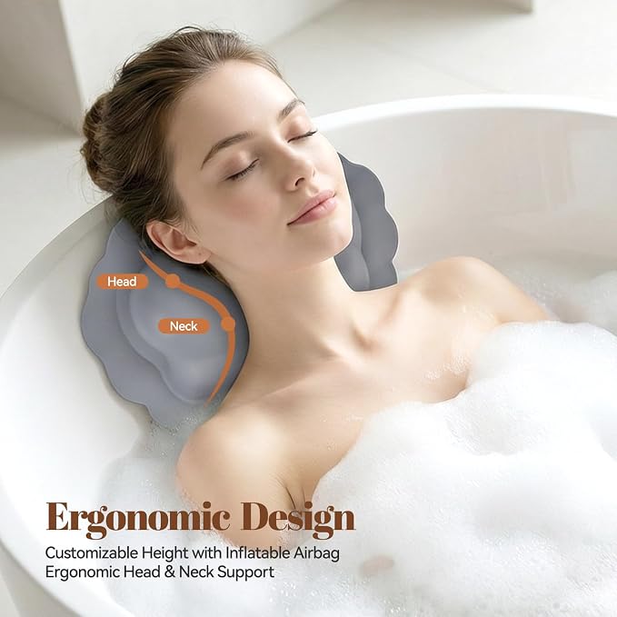 Silicone Bath Pillow for Tub – Inflatable Bathtub Pillows for Head & Neck - Image 2
