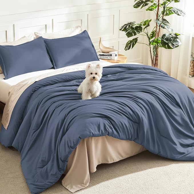 Litanika Comforters Bluish Grey Twin/Twin XL Size, 2 Pieces Lightweight Solid by Litanika