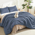 Litanika Comforters Bluish Grey Queen Size, 3 Pieces Lightweight Solid Bedding by Litanika