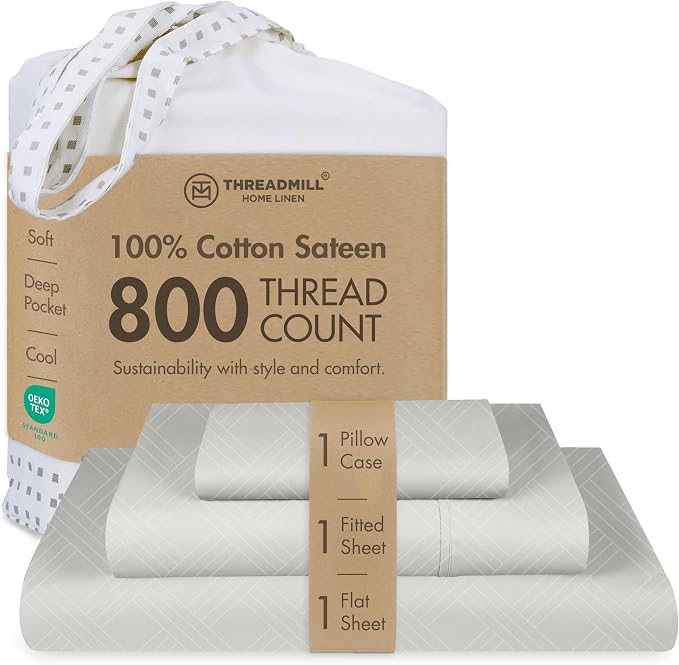 Threadmill Twin Sheets for Twin Mattress | 800 Thread Count Jacquard Celine by ThreadmillHomeLinen