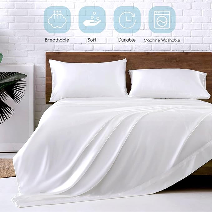 MR&HM Satin Bed Sheets, Twin XL Size Sheets Set - Image 5