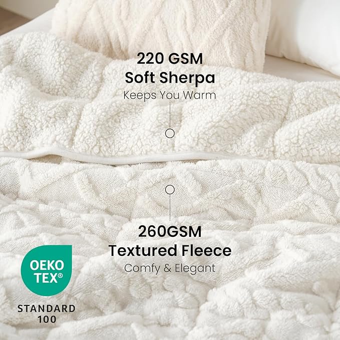 Drewin Comfort Weighted Blanket 20lbs, Stylish Jacquard Sherpa Weighted Blankets - Image 3