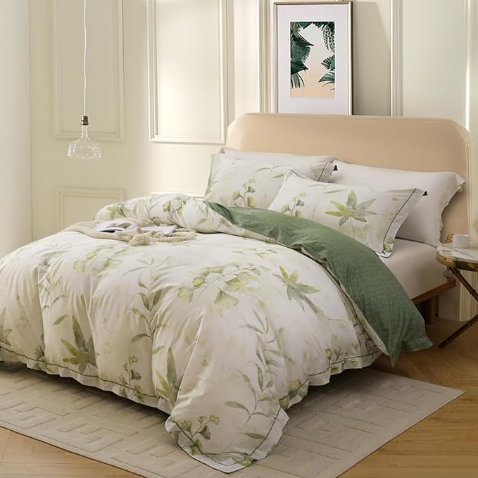 OAITE Duvet Cover Set Twin Size Floral Pattern 500 Thread Count Ultra Soft 100% - Image 2