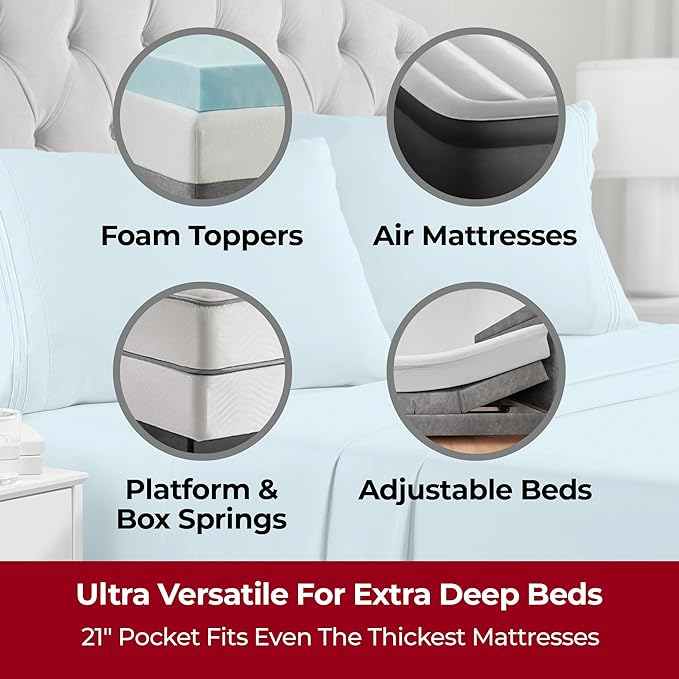 Mellanni Extra Deep Split King Sheets - Image 2