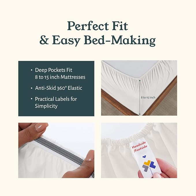 California Design Den 2-Pack 100% Organic Cotton Percale Sheets Queen Size Set - Image 5