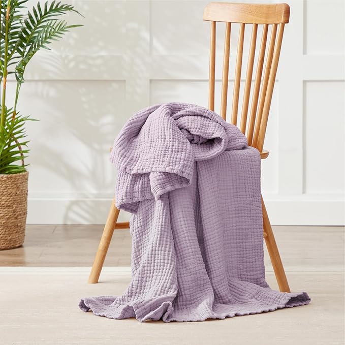 100% Cotton Muslin Blanket Large 50" x 70", 6 Layers Breathable and Lightweight - Image 2