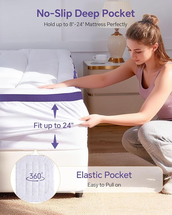 ChiXpace Dual Layer 4 Inch Memory Foam Mattress Topper Full XL - Image 5