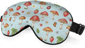 Mushrooms Silk Eye Mask Sleep Mask Summer Flowers Strawberry Butterfly Berries by Unknown
