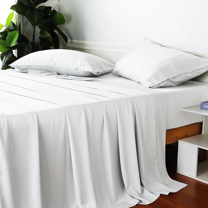 Bamboo Viscose Flat Sheets Only, 400 Thread Count Sateen Weave Cal King Size - Image 7