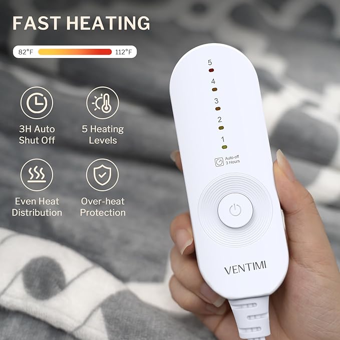 VENTIMI Electric Heated Blanket Throw, Heating Blanket - Image 2