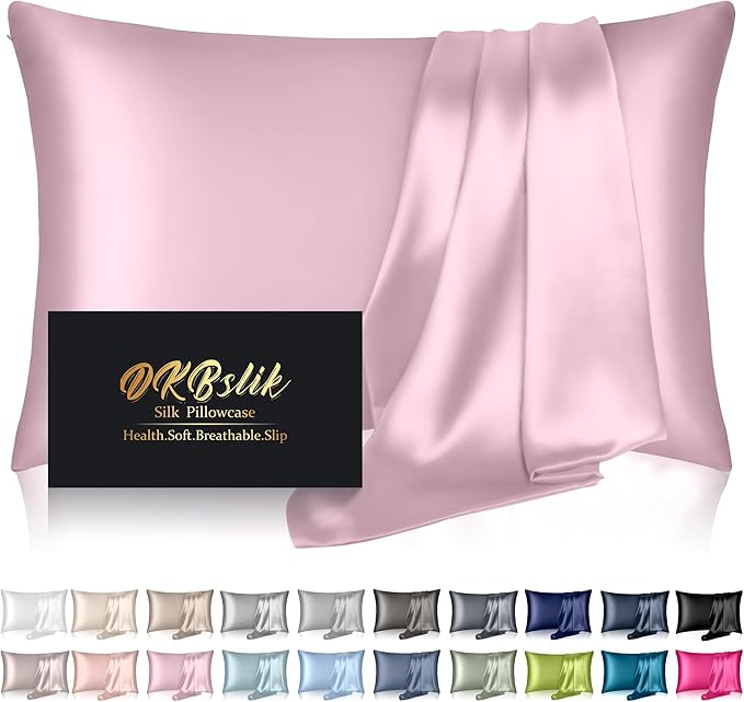 Silk Pillowcase for Hair and Skin, Mulberry Silk Pillow Cases Standard Size by HOME