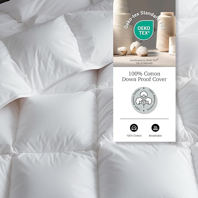 Hotel Grand Luxury White Goose Feather Down Fiber Comforter Queen Size - Image 3
