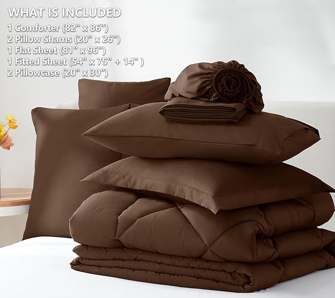 CozyLux Full Size Comforter Sets Brown - Image 6