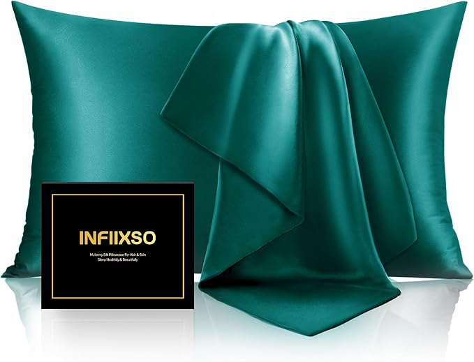INFIIXSO Mulberry Silk Pillow Cases King Size Set of 2, Silk Pillowcase by INFIIXSO