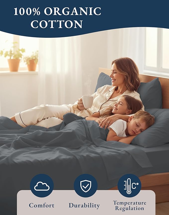 LANE LINEN 100% Organic Cotton California King Sheets Set, Fully Elasticized - Image 6