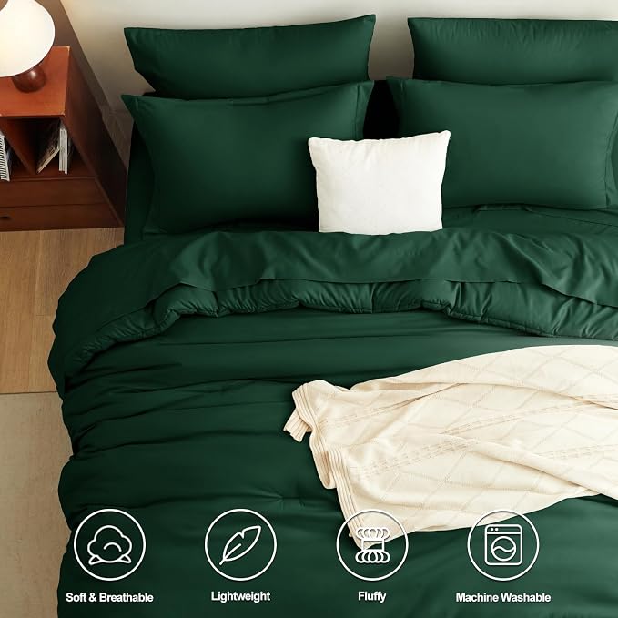 CozyLux Twin XL Comforter Set Emerald Green, 5 Pieces Bed in a Bag Twin Extra - Image 2
