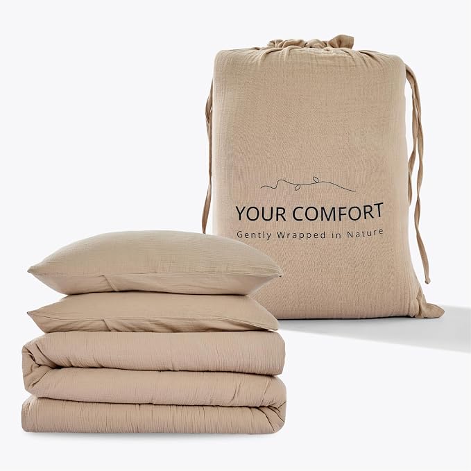 100% Sandwashed Cotton Duvet Cover King, Soft King Size Duvet Cover Set 3 Pieces - Image 7