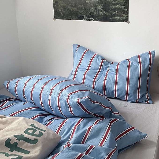 mixinni Vintage Striped Blue Duvet Cover Full - Image 4