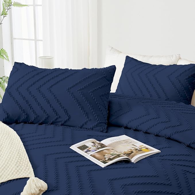 Andency Navy Blue Comforter Set Queen Size, Boho Soft Warm Tufted Bedding - Image 4