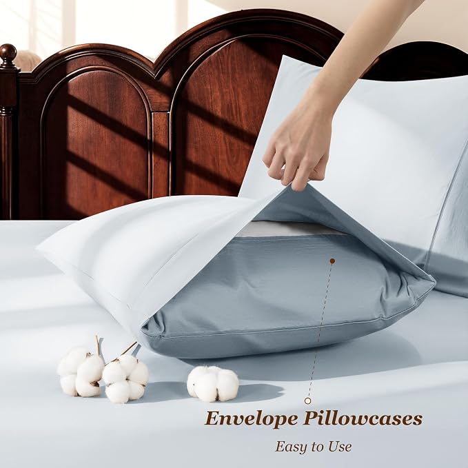 LBRO2M 1000 Thread Count 100% Egyptian Cotton Sheets Set Full Size, 4 Piece - Image 6