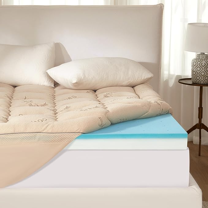 BEDLORE 4 Inch Memory Foam Mattress Topper Twin XL, 2-in-1 Dual Layer Design by Bedlore