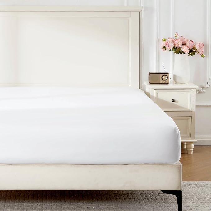 ROSE&RISY White Full Fitted Sheet, Soft and Breathable by ROSERISY