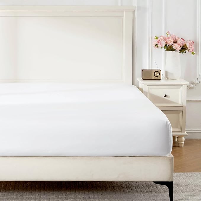 ROSE&RISY White King Fitted Sheet, Soft and Breathable by ROSERISY