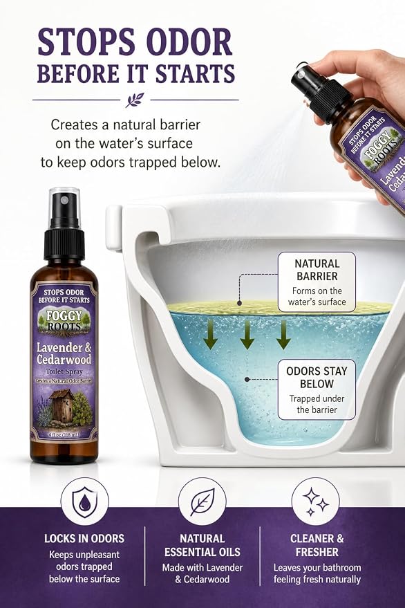 Lavender & Cedarwood Toilet Spray — Stops Odor Before It Starts, Pre-Poop - Image 2