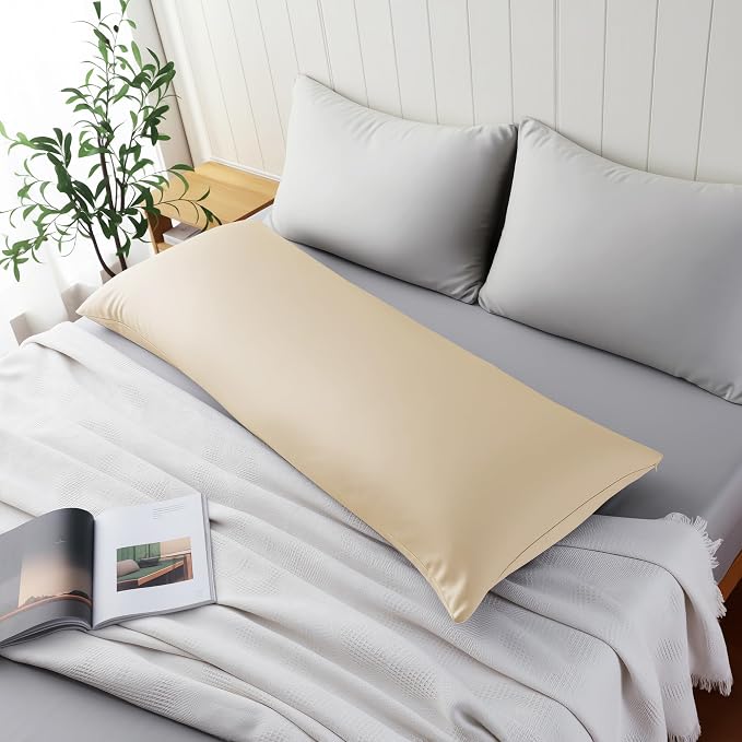 1 Pack Body Size Bamboo Viscose Zippered Pillow Case, 400 Thread Count Cooling - Image 2