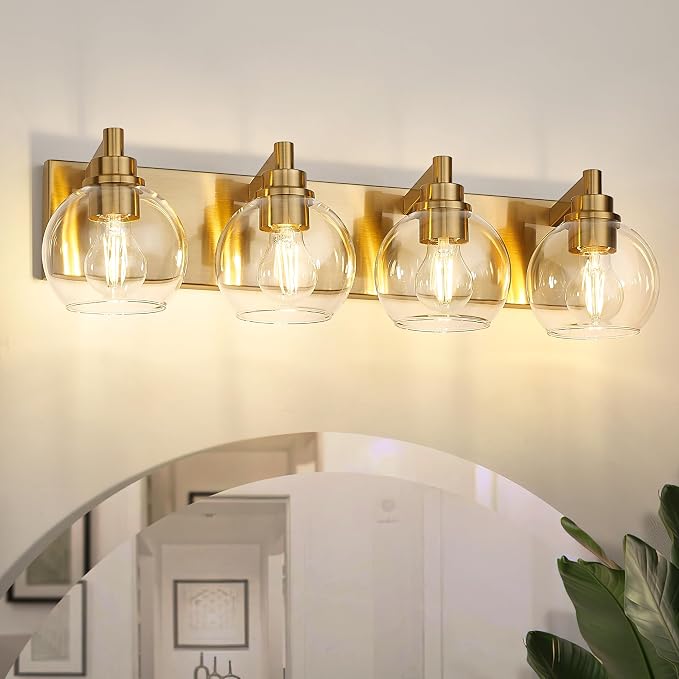 Bathroom Light Fixtures, 4 Light Brushed Gold Vanity Light, 26 Inch Modern Wall - Image 6