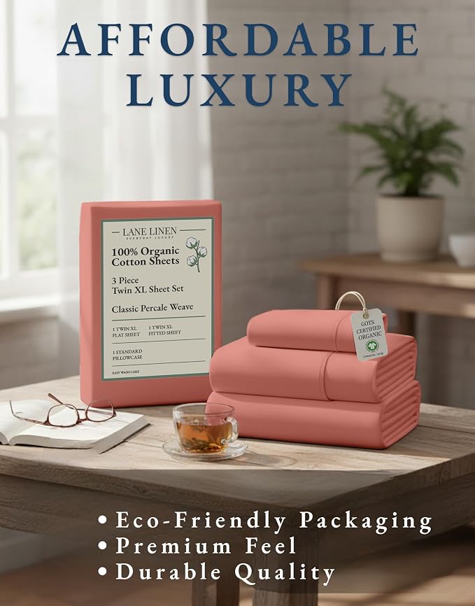 LANE LINEN 100% Organic Cotton Twin Sheet Set, Soft & Comfy Premium Bedding - Image 8