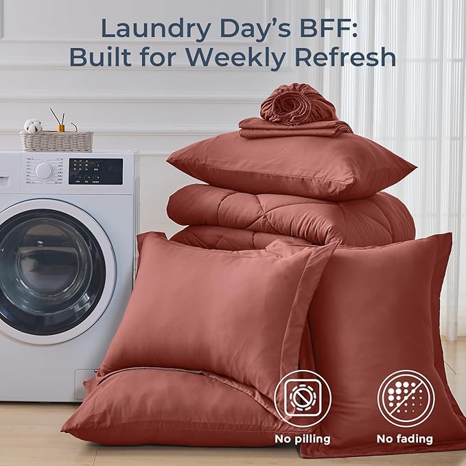 HEVUMYI Terracotta King Comforter Set - Image 7