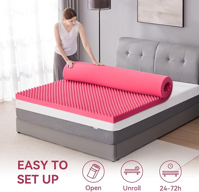 SINWEEK 3 Inch Egg Crate Memory Foam Mattress Topper Twin XL, Twin Extra Long - Image 6