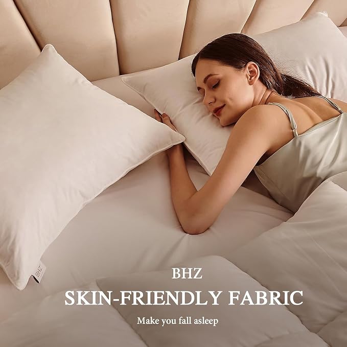 BHZ King Size Pillows Feather Down Set of 2 Hotel My King Pillows Bed Goose - Image 2