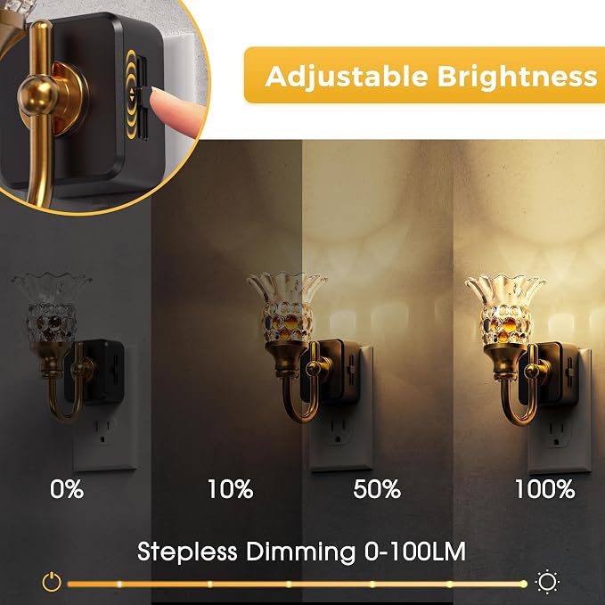 L LOHAS LED Night Lights Plug into Wall, 2 Pack 3000K Soft White LED Floral - Image 3