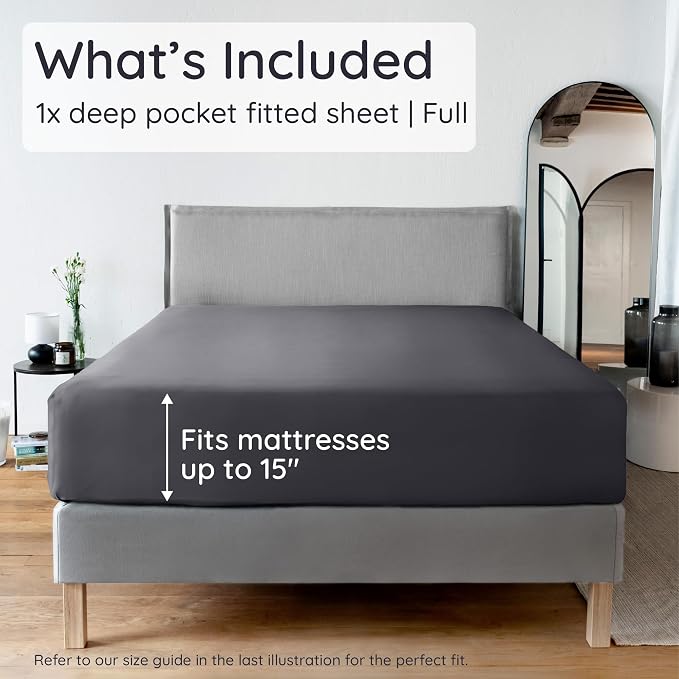 Bambaw 100% Viscose Derived from Bamboo Full Fitted Sheet, Deep Pockets - Image 2
