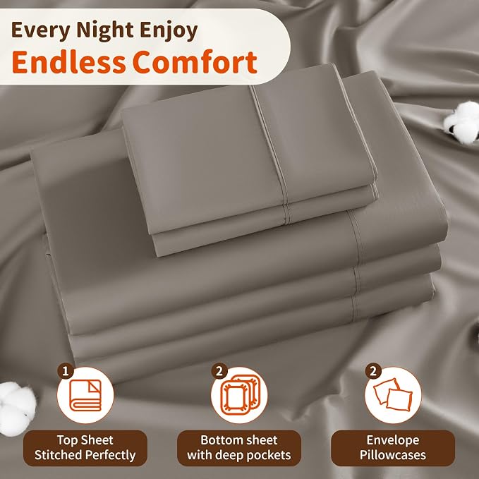 LBRO2M Split King Sheet Sets for Adjustable Bed 1000 Thread Count 100% Egyptian - Image 5