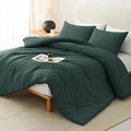CozyLux King Size Comforter Set Forest Green, 3 Pieces Solid Comforters King by CozyLux