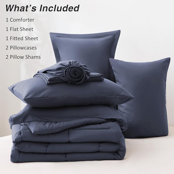 Love's cabin King Size Comforter Set Indigo Blue, 7 Pieces King Bed in a Bag - Image 8